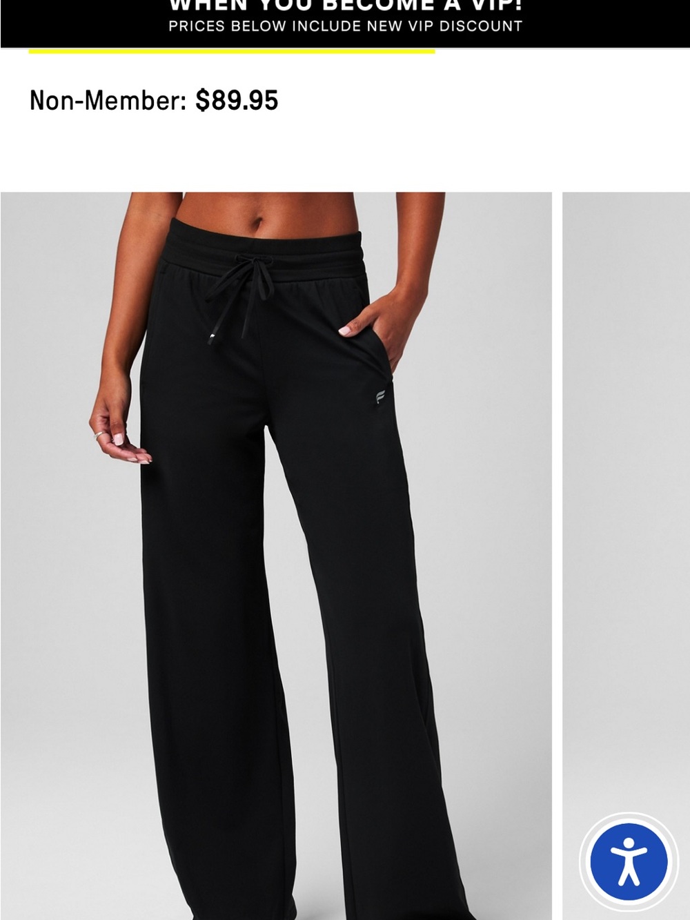 Fabletics Black Wide-Leg Drawstring Track Pants